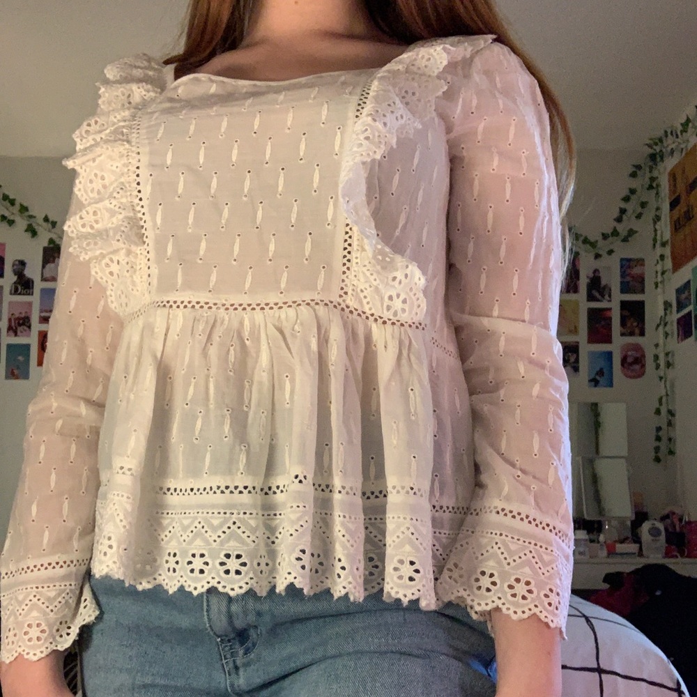 sheer white flowy top